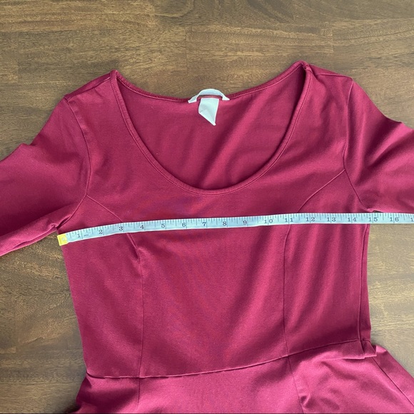 H&M Dark Red Dress with 3/4 Sleeves - Picture 7 of 12